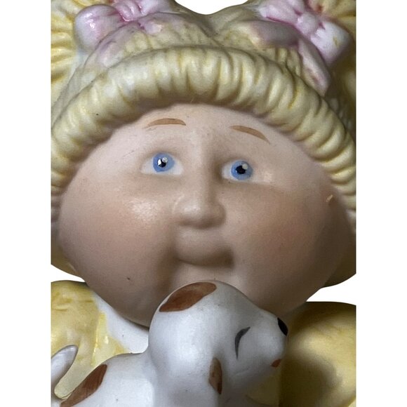 Ceramic Girl Figurine With Yellow Dress and Puppy - Picture 11 of 11